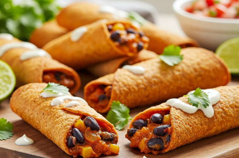 Air Fryer Sweet Potato & Black Bean Taquitos