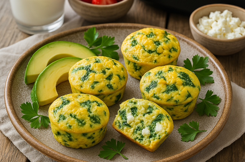 Air Fryer Spinach & Feta Egg Muffins
