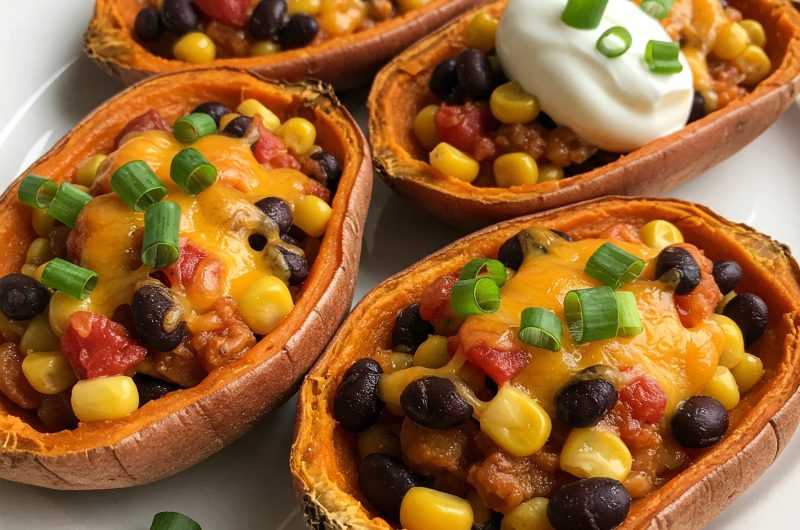 Air Fryer Stuffed Sweet Potato Skins