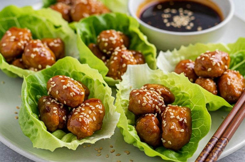 Air Fryer Teriyaki Chicken Lettuce Cups