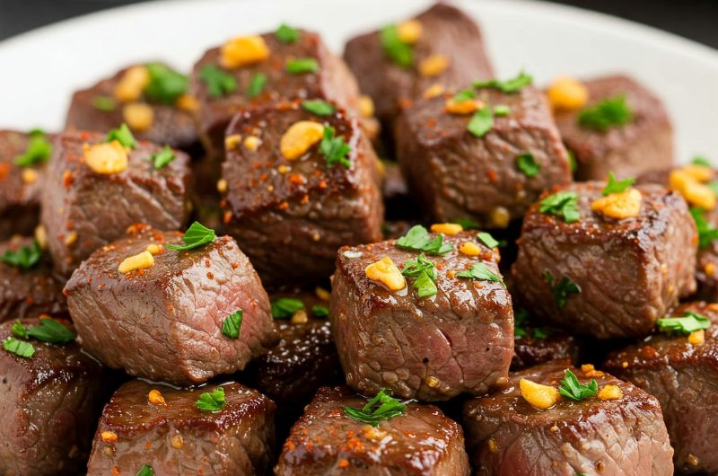 Air Fryer Steak Bites with Garlic Butter